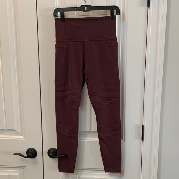 Athleta Pants - Athleta Burgundy High-Rise Inclination Moto Leggings